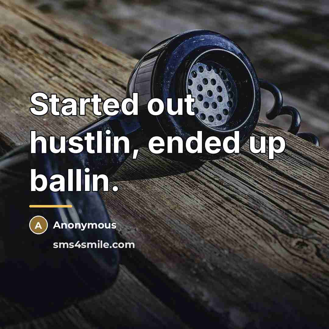 “Started out hustlin, ended up ballin.…” quote by Anonymous