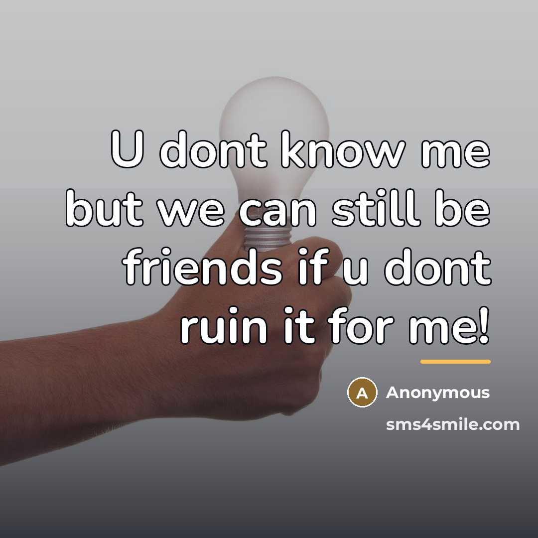 “U dont know me but we can still be friends…” quote by Anonymous
