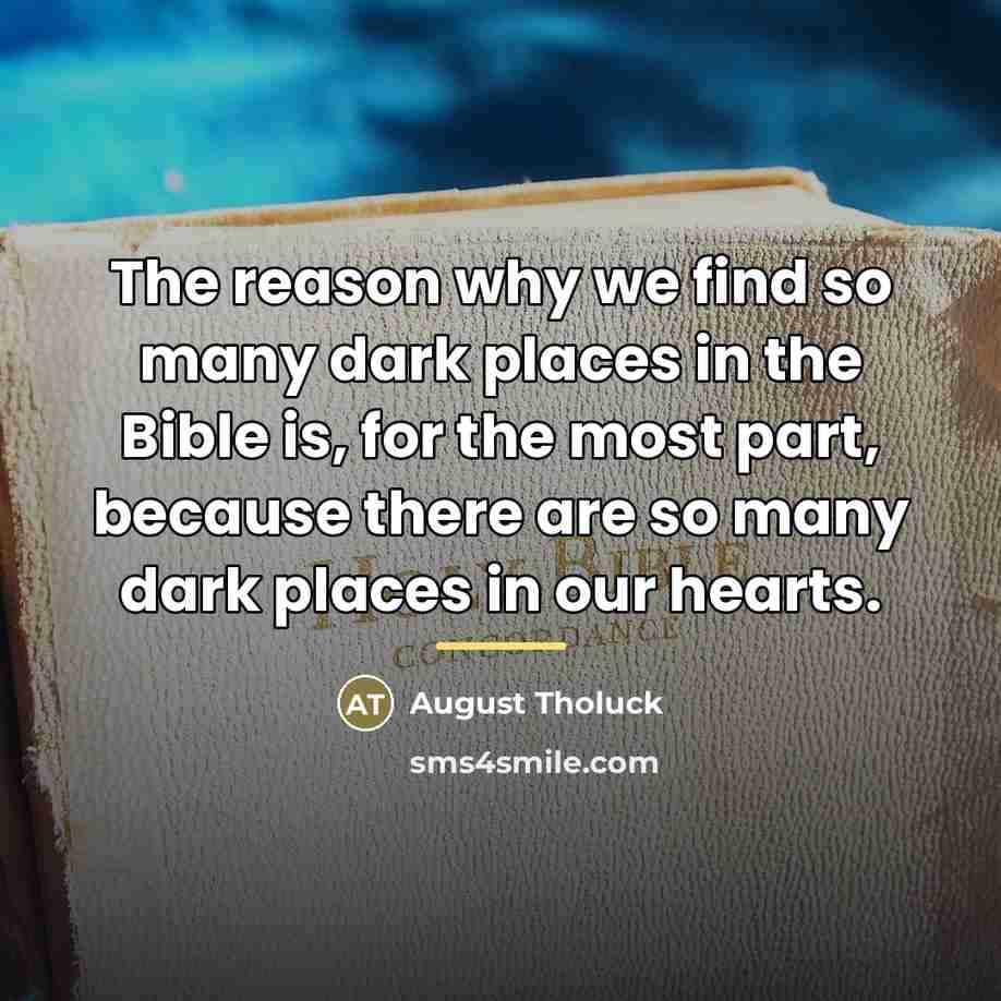 “The reason why we find so many dark places in…” quote by August Tholuck