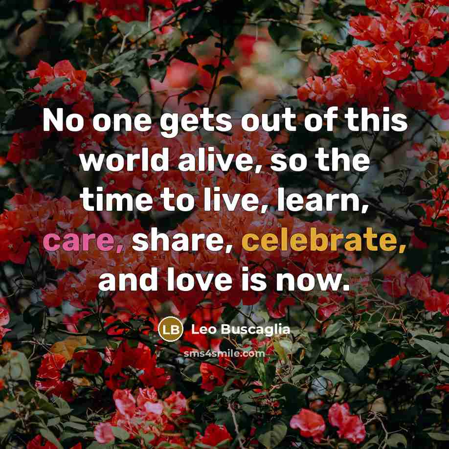 “No one gets out of this world alive, so the…” quote by Leo Buscaglia