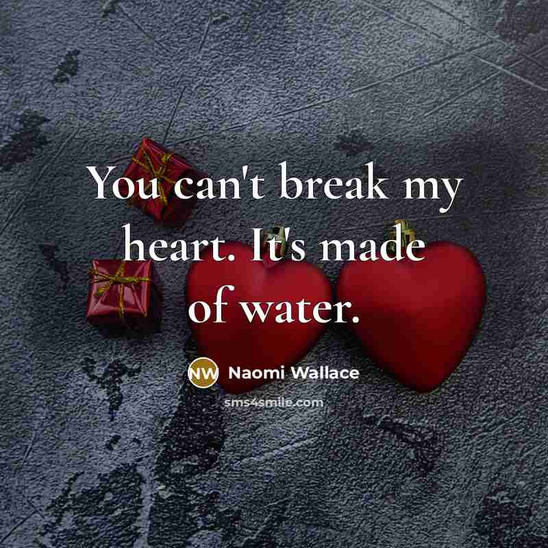 “You can't break my heart. It's made of water.…” quote by Naomi Wallace