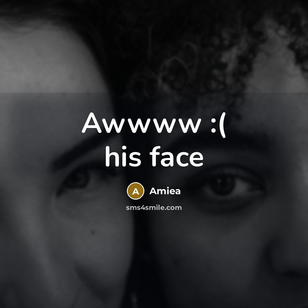 “Awwww :( his face…” quote by Amiea