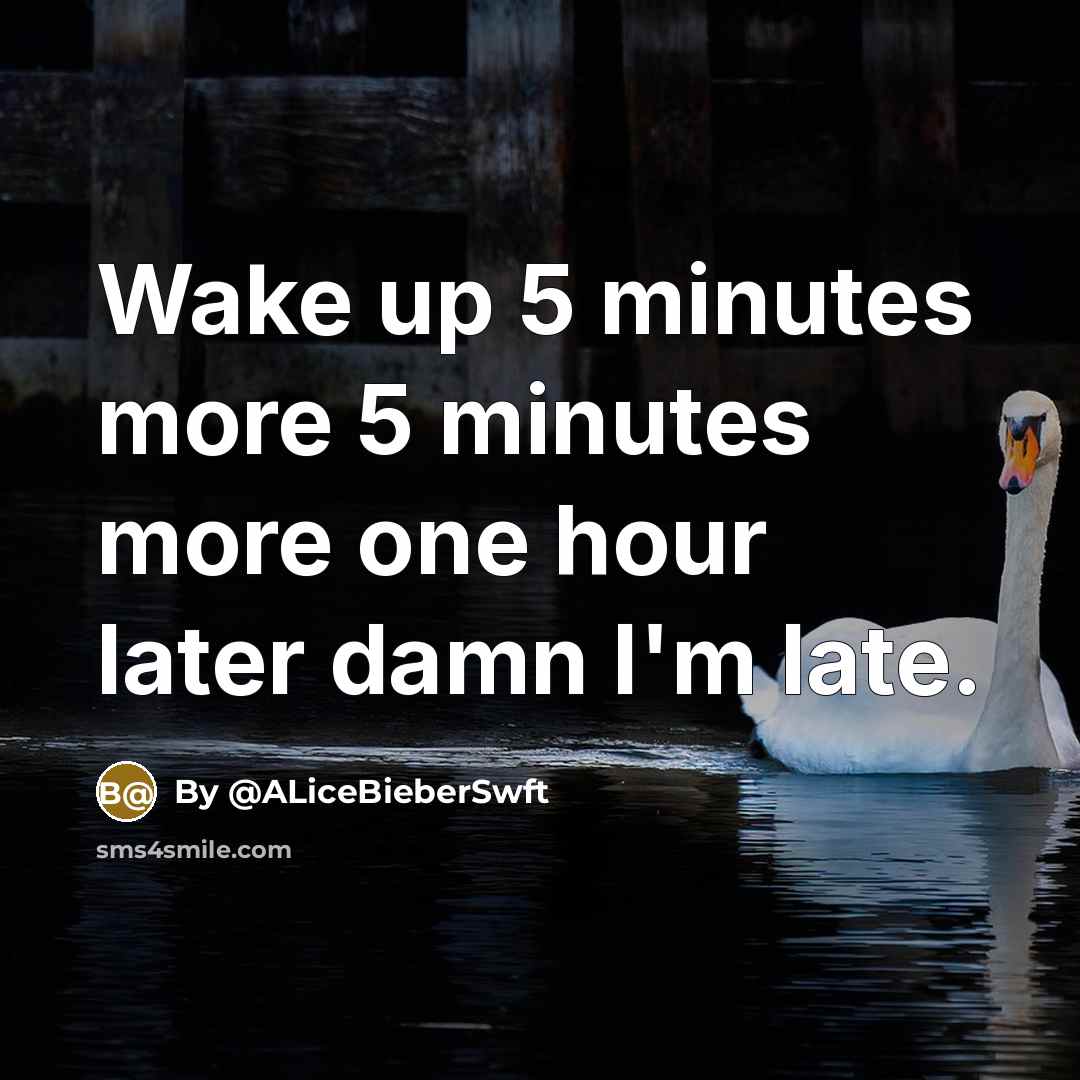“Wake up 5 minutes more 5 minutes more one hour later damn I'm late.” quote by By @ALiceBieberSwft