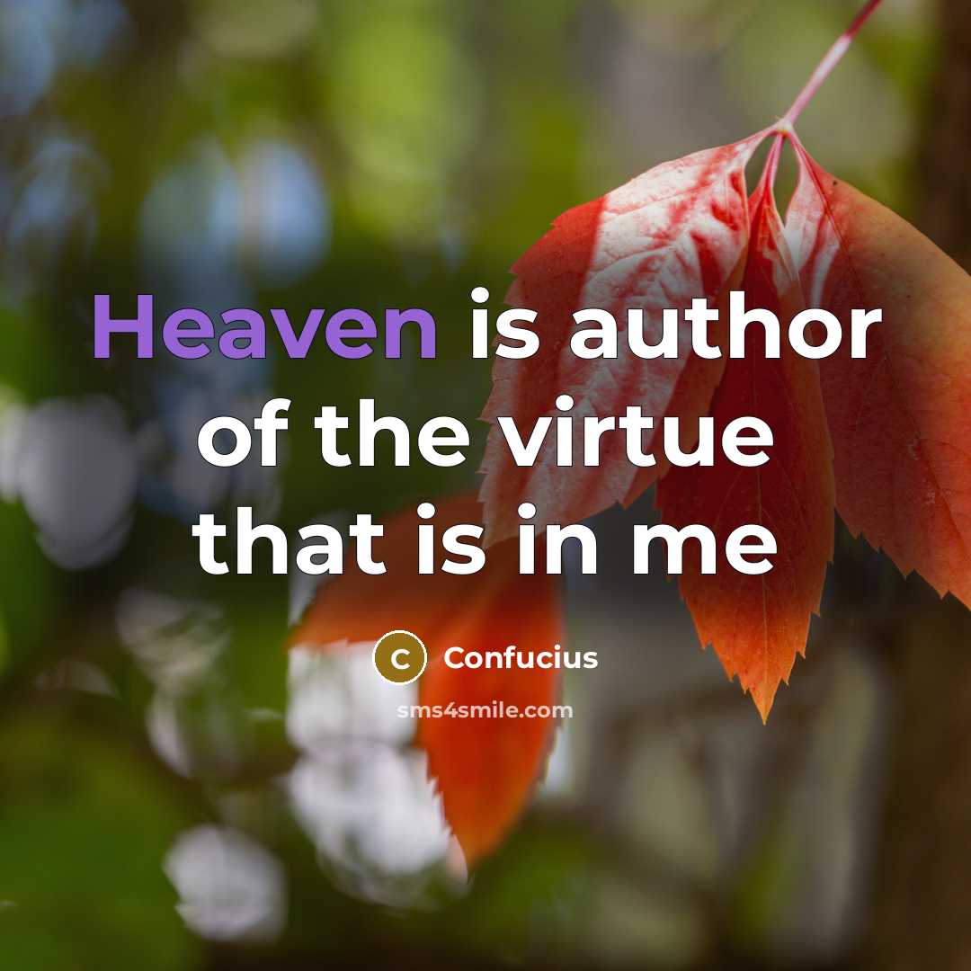 “Heaven is author of the virtue that is in me…” quote by Confucius