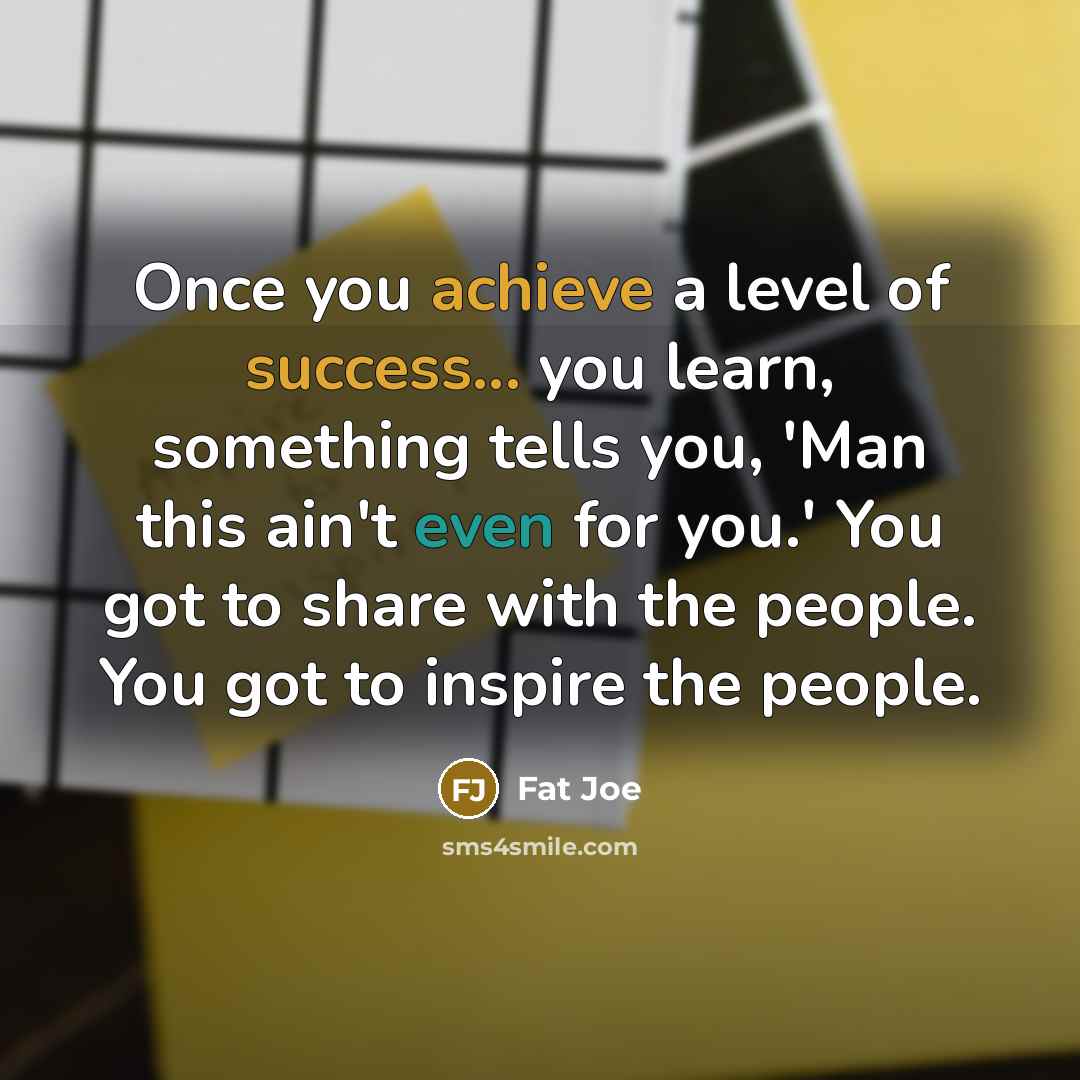 “Once you achieve a level of success... you learn, something…” quote by Fat Joe