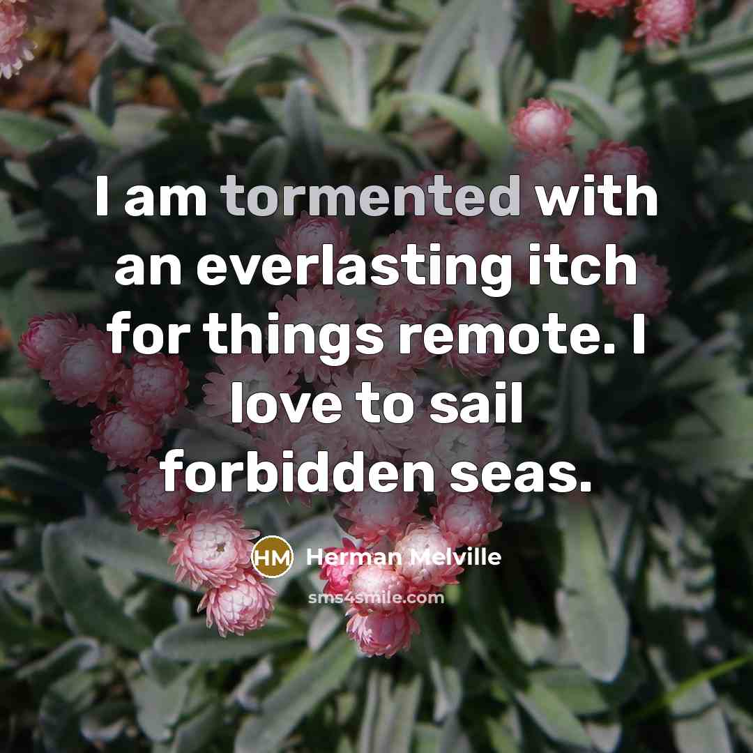 “I am tormented with an everlasting itch for things remote.…” quote by Herman Melville