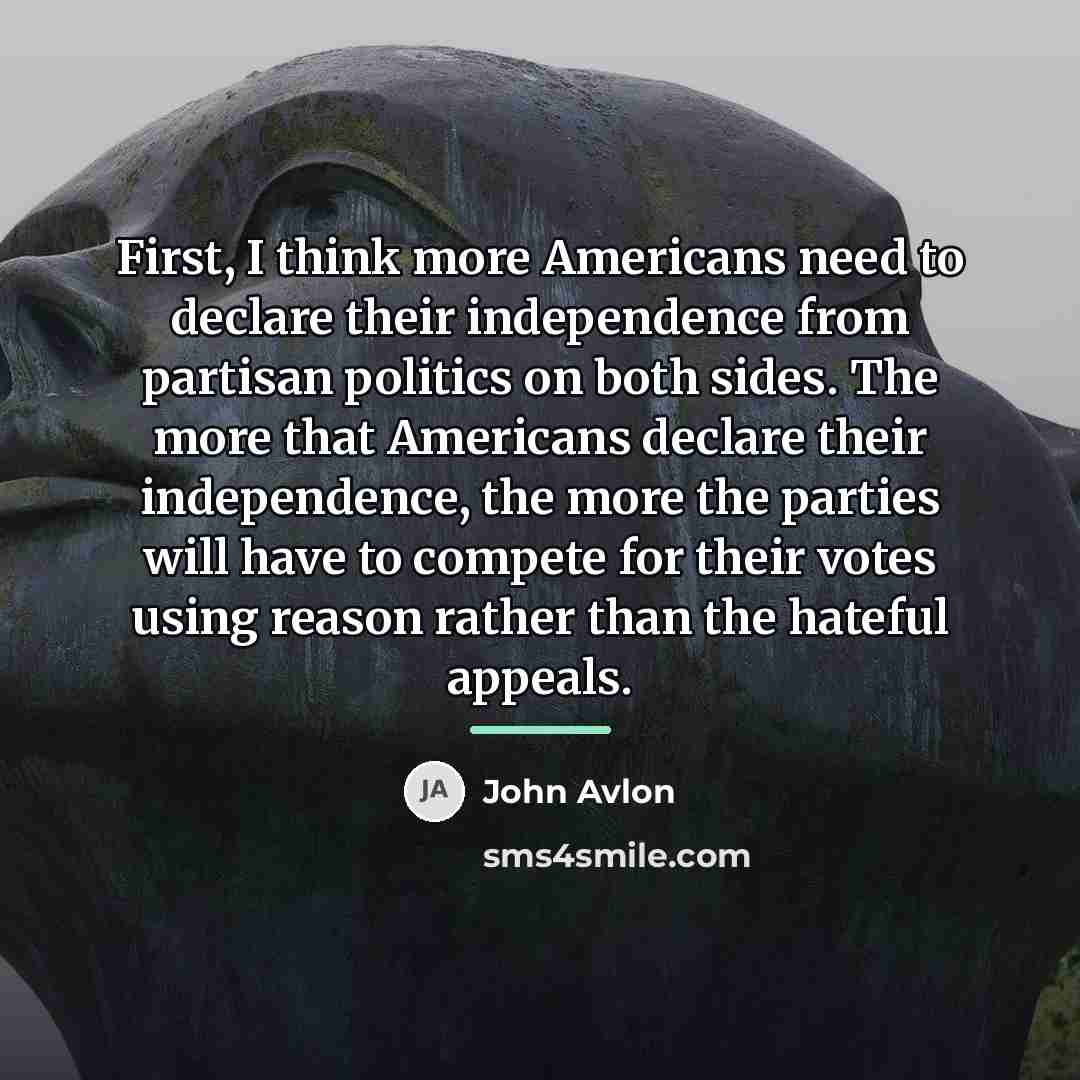 “First, I think more Americans need to declare their independence…” quote by John Avlon