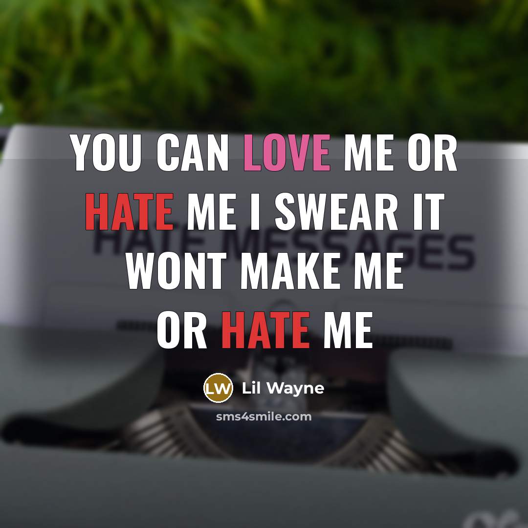 “You can love me or hate me I swear it wont make me or hate me” quote by Lil Wayne