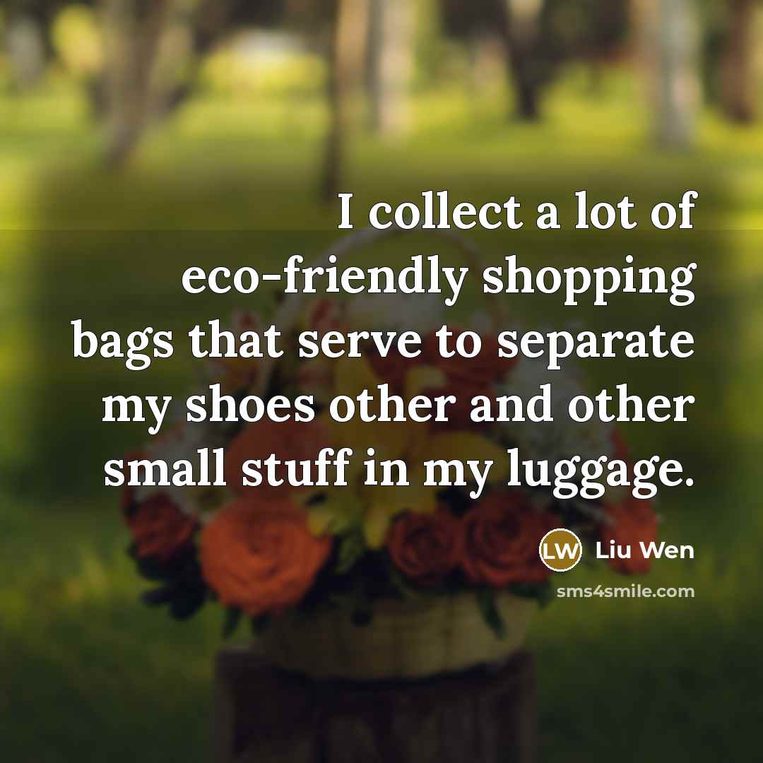 “I collect a lot of eco-friendly shopping bags that serve…” quote by Liu Wen
