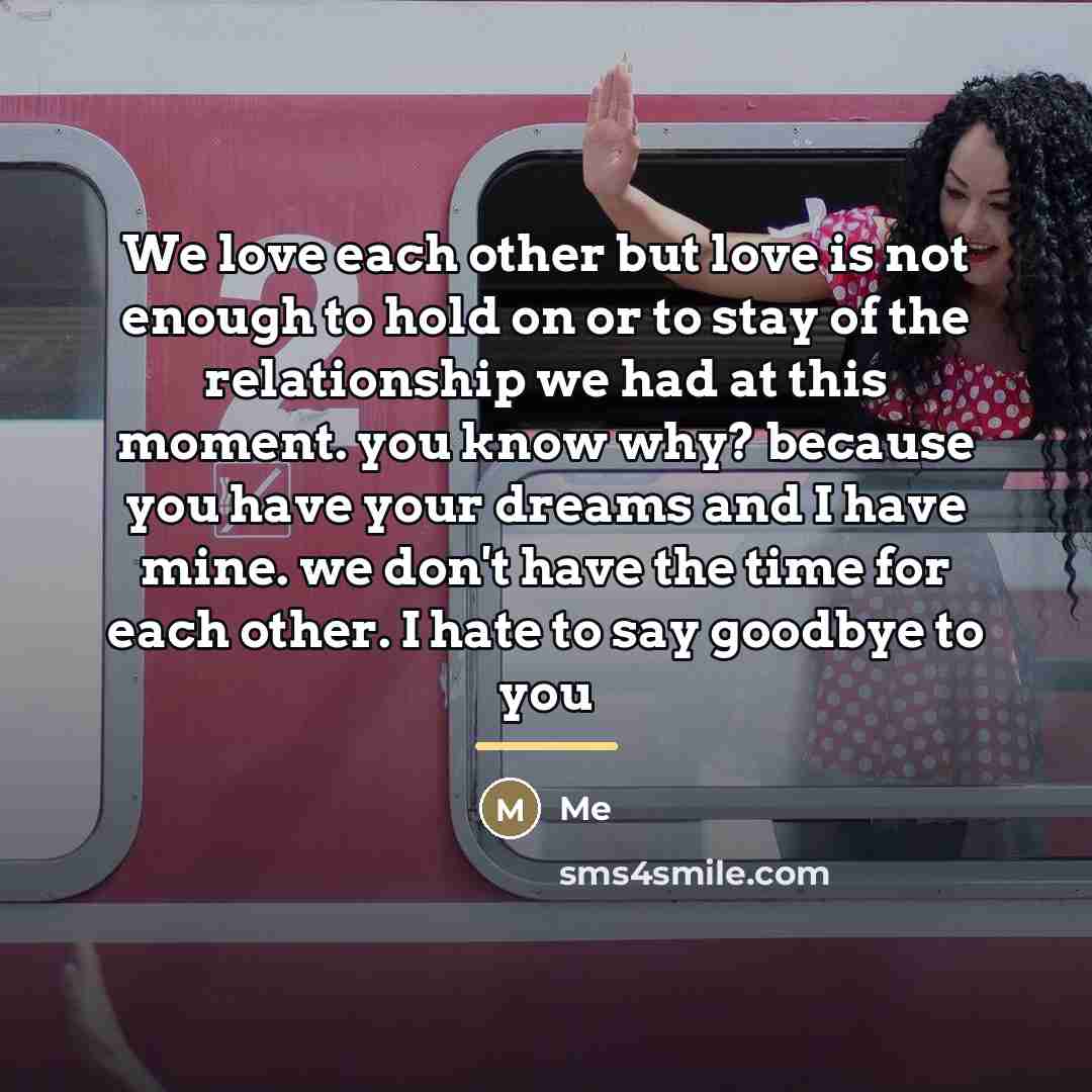 “We love each other but love is not enough to…” quote by Me