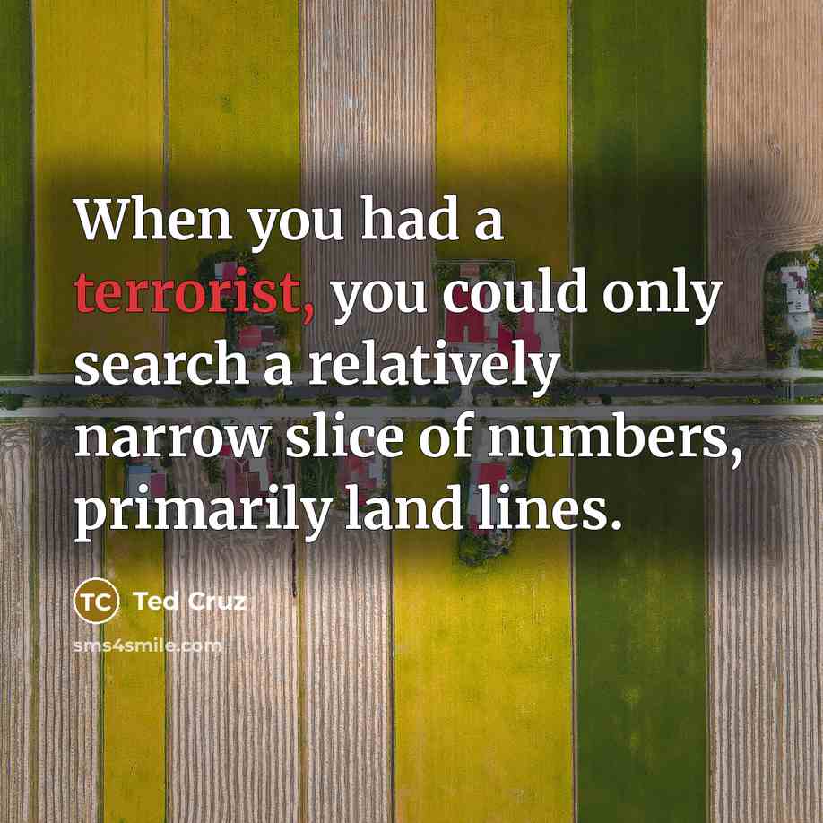 “When you had a terrorist, you could only search a…” quote by Ted Cruz