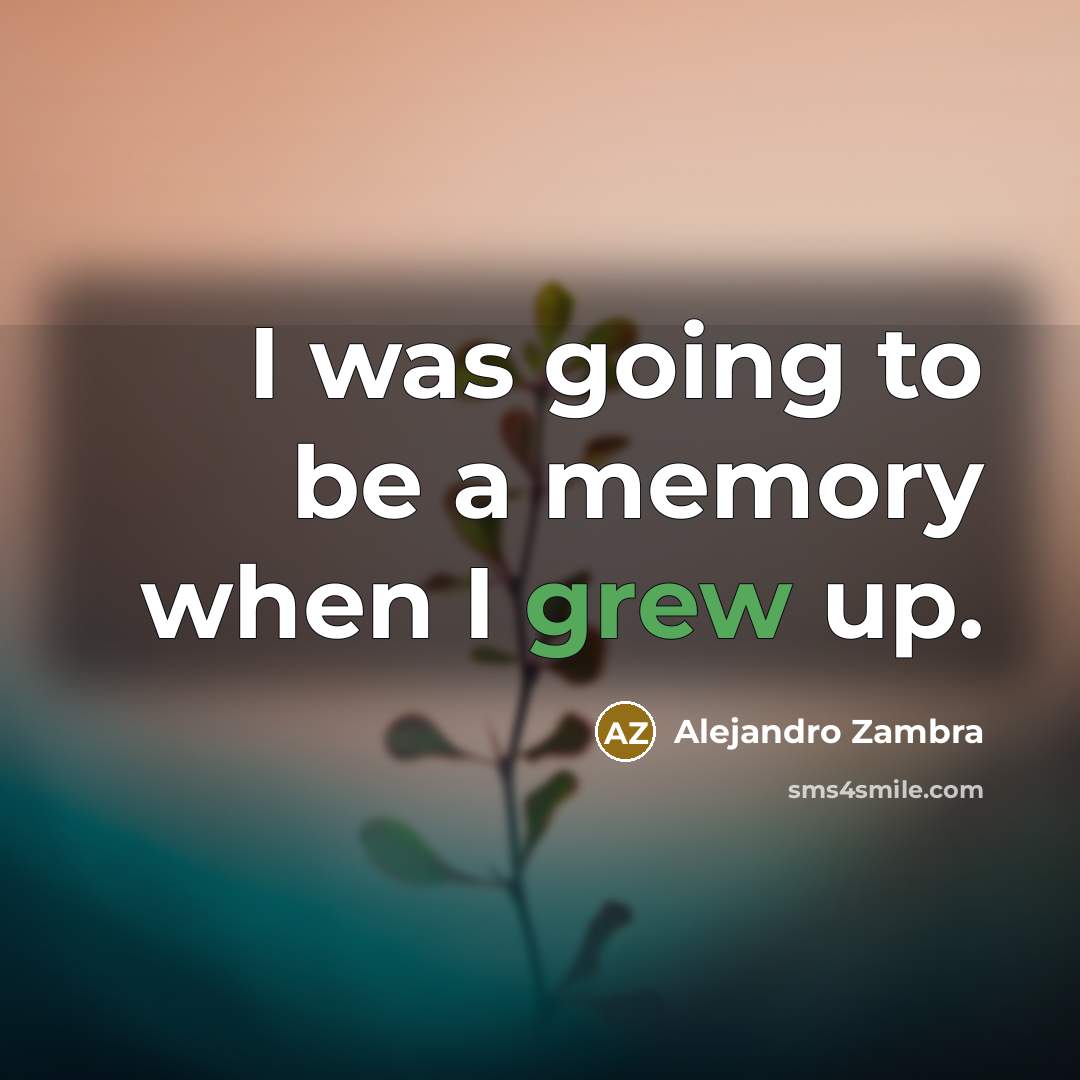 “I was going to be a memory when I grew up.” quote by Alejandro Zambra