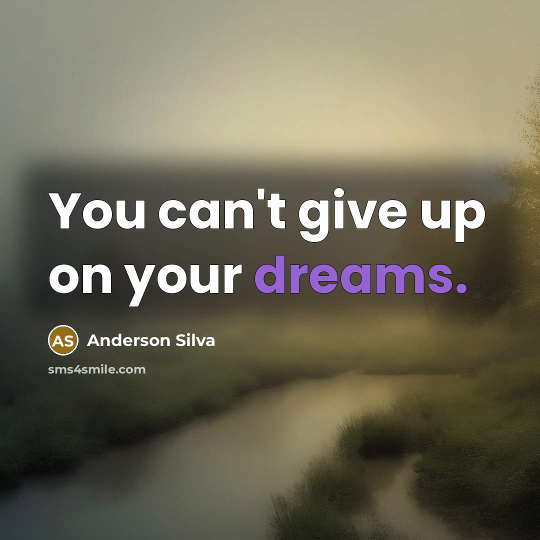 “You can't give up on your dreams.…” quote by Anderson Silva