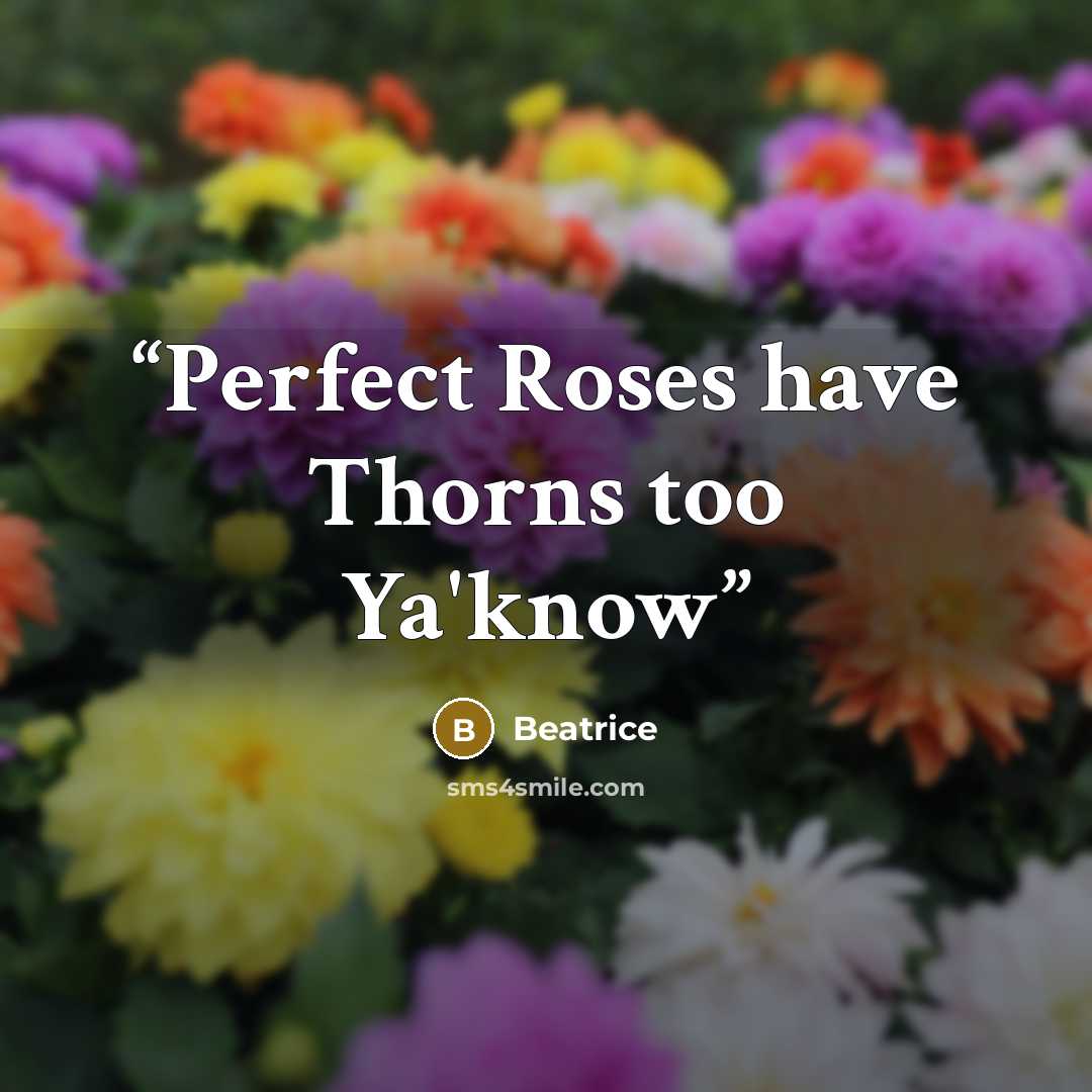 “Perfect Roses have Thorns too Ya'know” quote by Beatrice