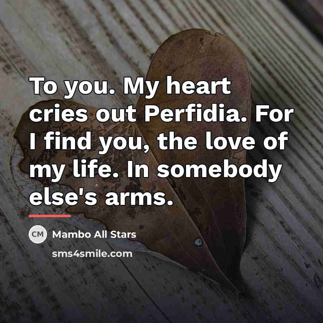 “To you. My heart cries out Perfidia. For I find…” quote by Mambo All Stars