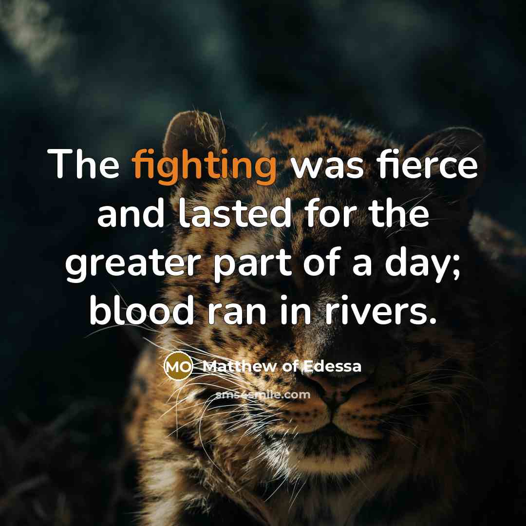 “The fighting was fierce and lasted for the greater part…” quote by Matthew of Edessa