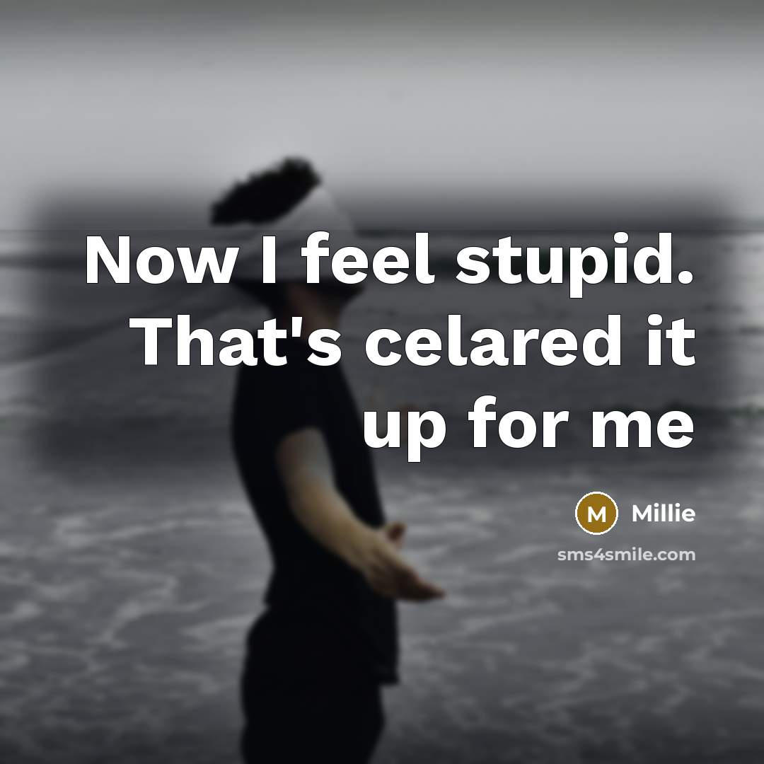 “Now I feel stupid. That's celared it up for me…” quote by Millie