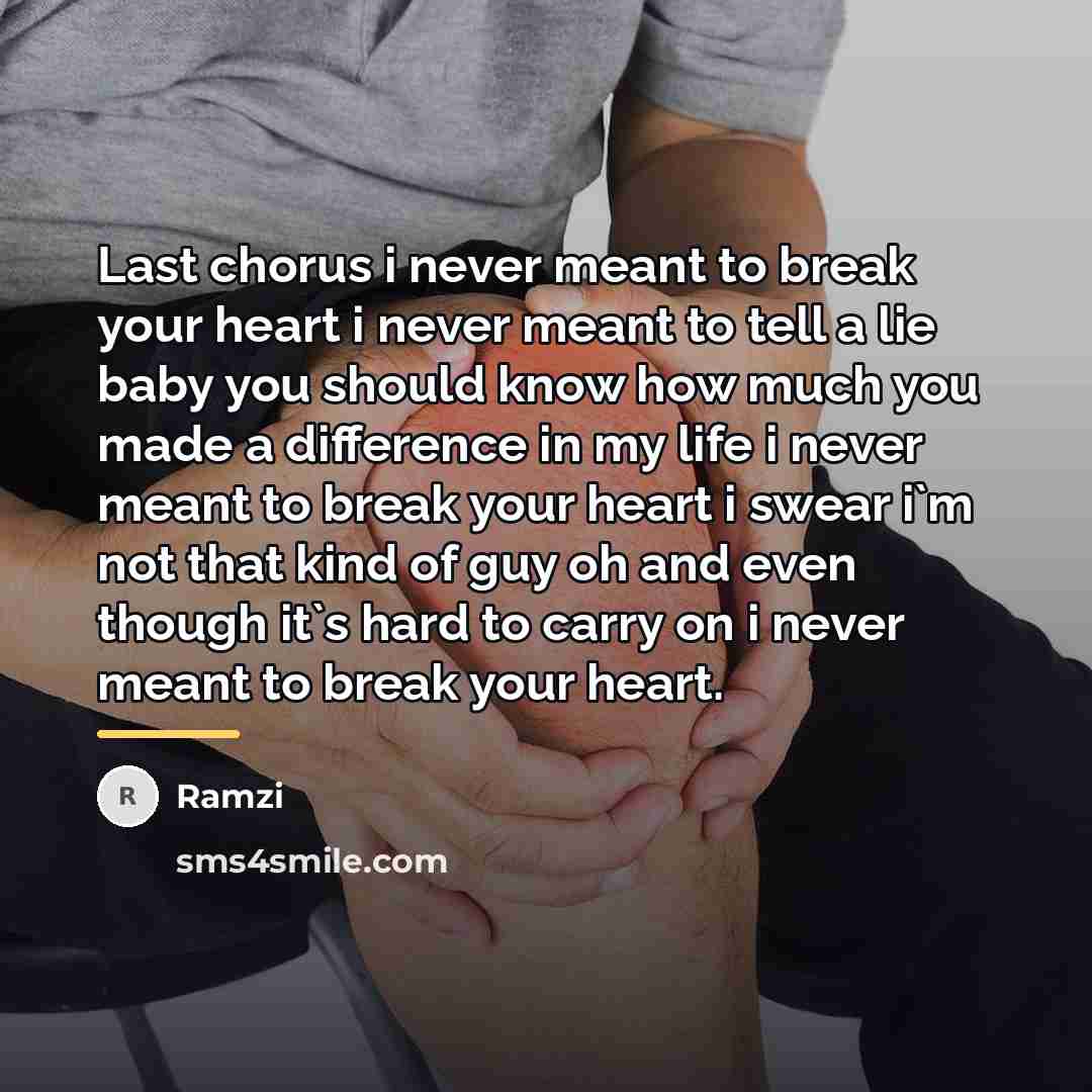 “Last chorus i never meant to break your heart i…” quote by Ramzi