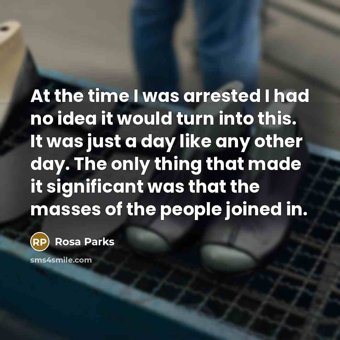 “At the time I was arrested I had no idea…” quote by Rosa Parks