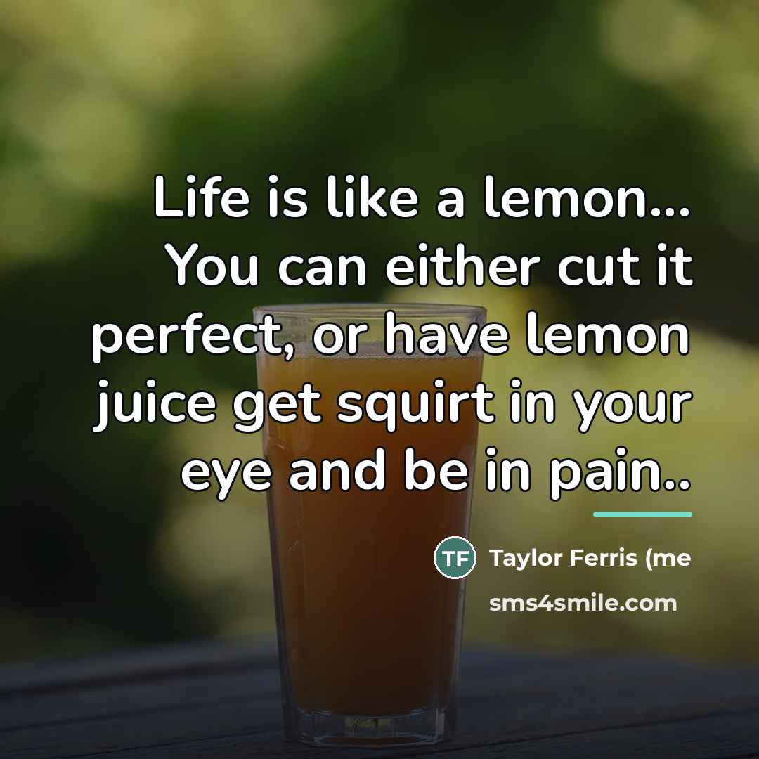 “Life is like a lemon... You can either cut it…” quote by Taylor Ferris