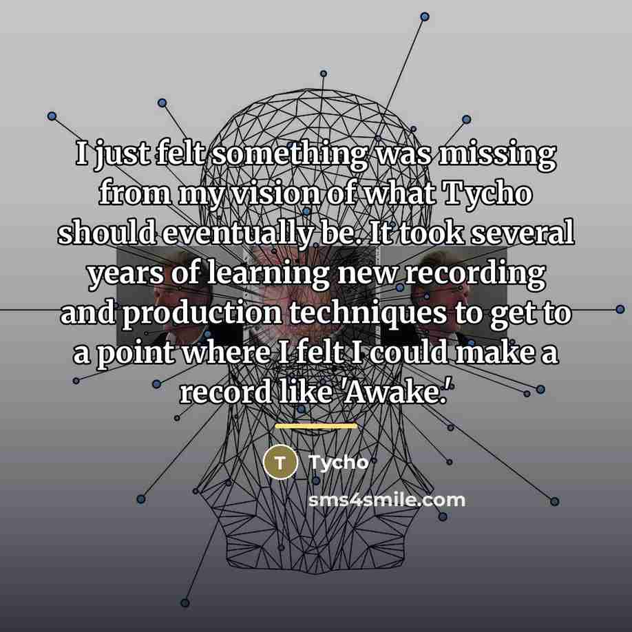 “I just felt something was missing from my vision of…” quote by Tycho