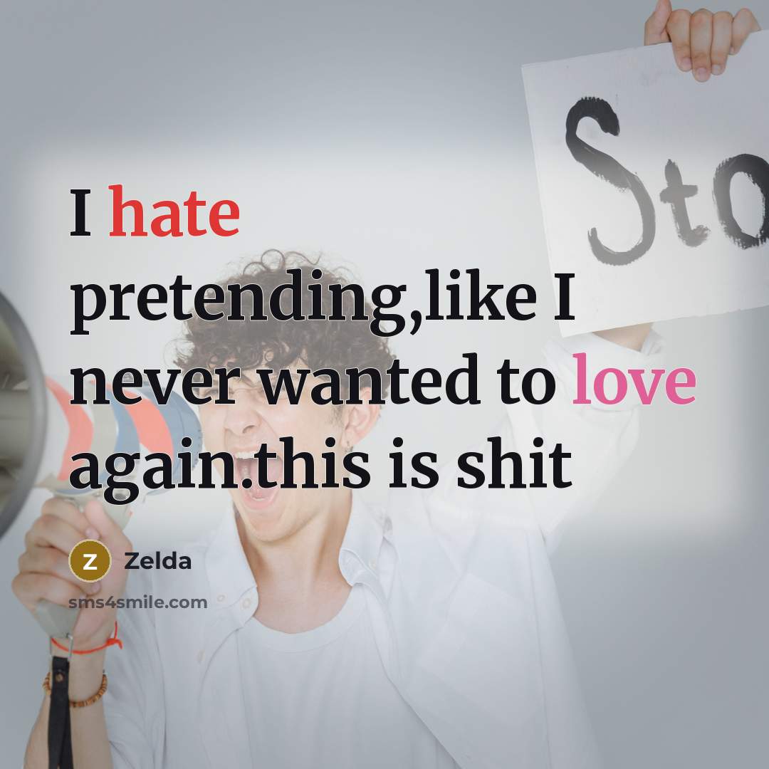 “I hate pretending,like I never wanted to love again.this is…” quote by Zelda