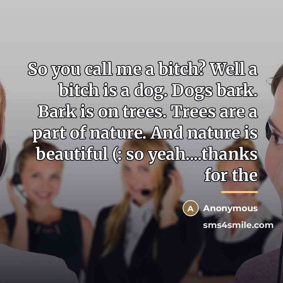 “So you call me a bitch? Well a bitch is…” quote by Anonymous
