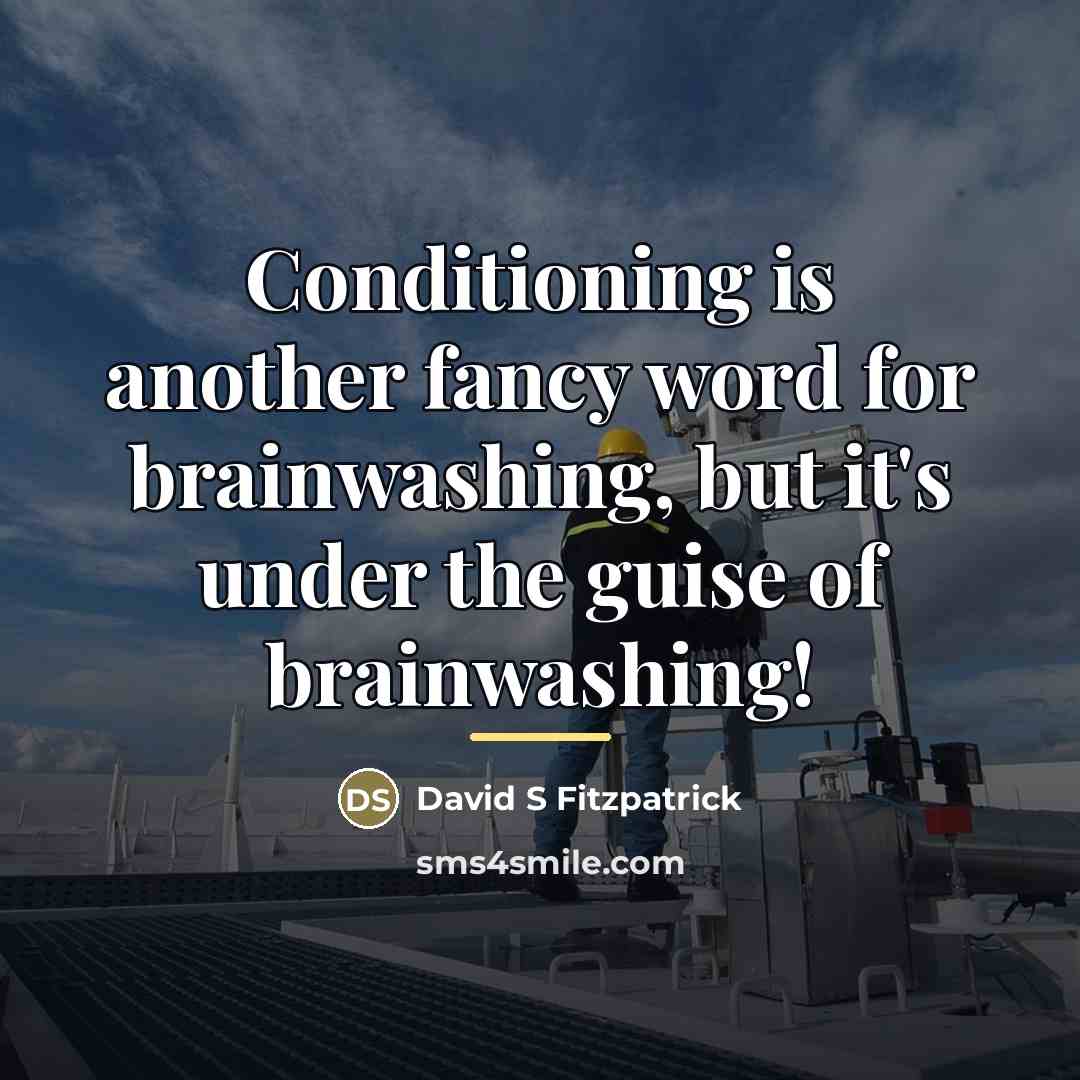 “Conditioning is another fancy word for brainwashing, but it's under…” quote by David S Fitzpatrick