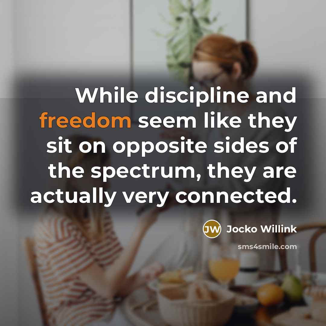 “While discipline and freedom seem like they sit on opposite…” quote by Jocko Willink