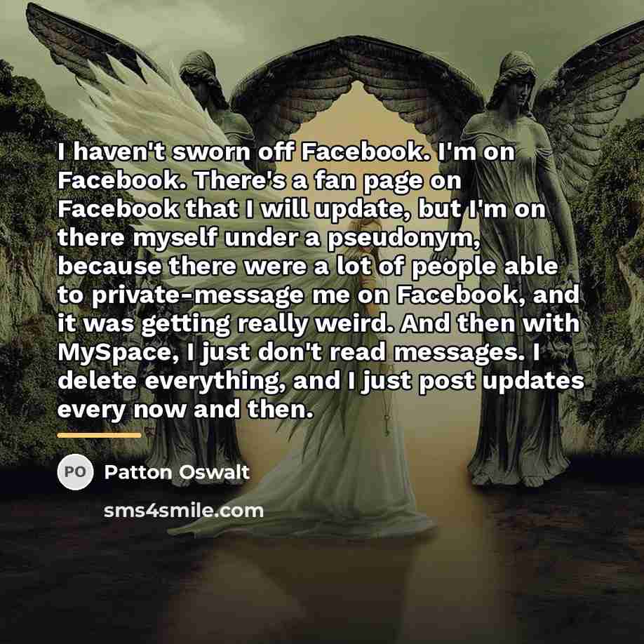 “I haven't sworn off Facebook. I'm on Facebook. There's a…” quote by Patton Oswalt