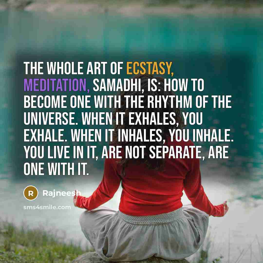 “The whole art of ecstasy, meditation, samadhi, is: How to…” quote by Rajneesh