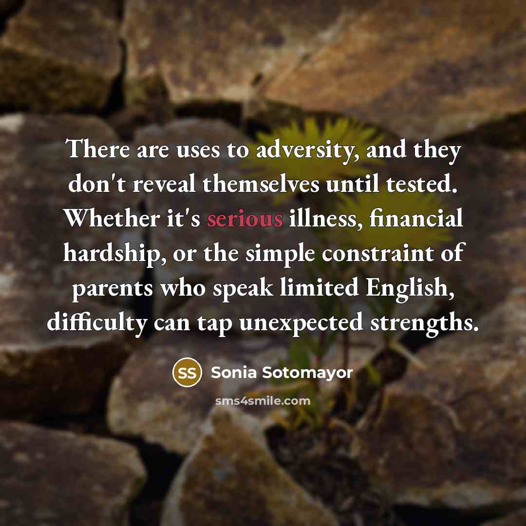 “There are uses to adversity, and they don't reveal themselves…” quote by Sonia Sotomayor