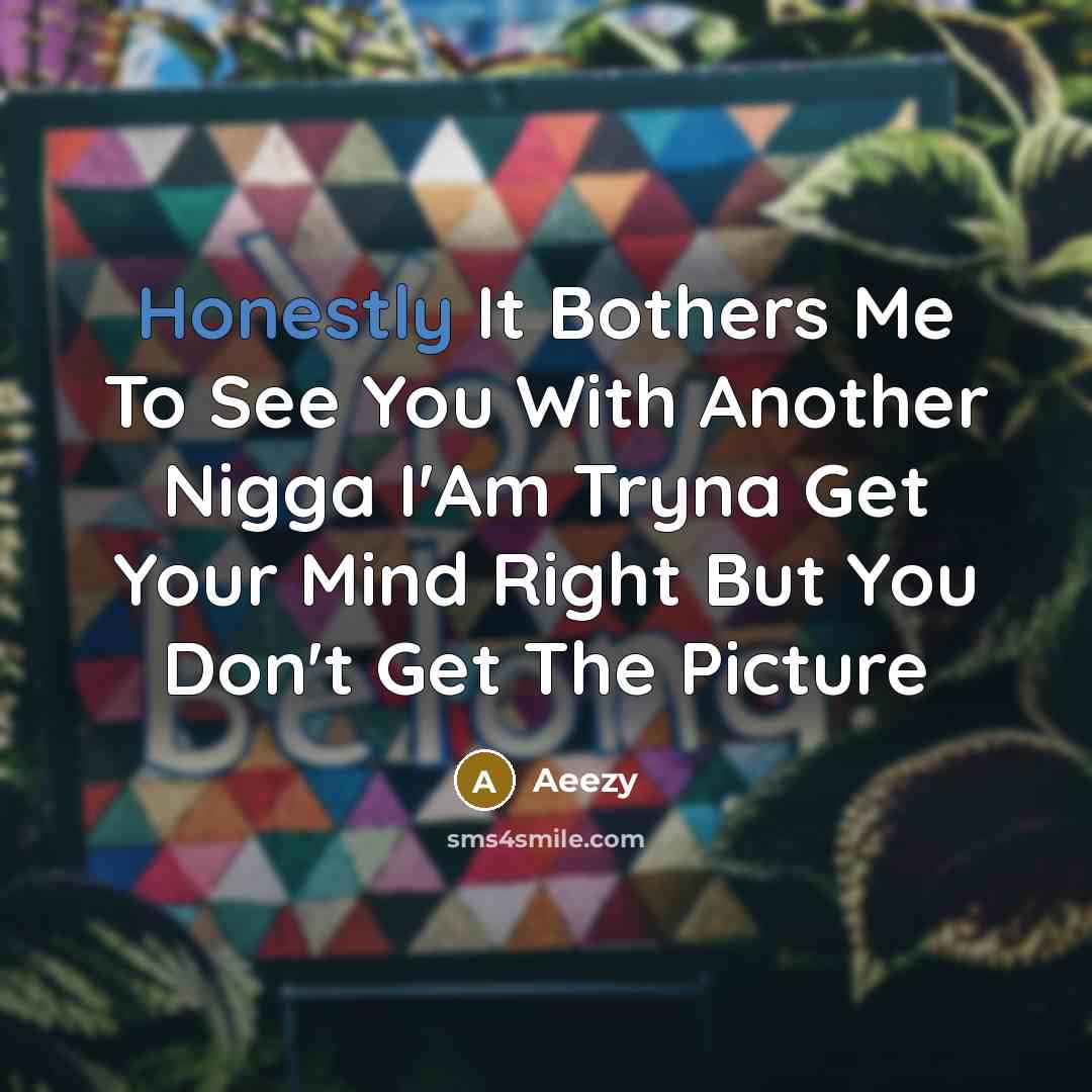 “Honestly It Bothers Me To See You With Another Nigga I'Am Tryna Get Your Mind Right But You Don't Get The Picture” quote by Aeezy