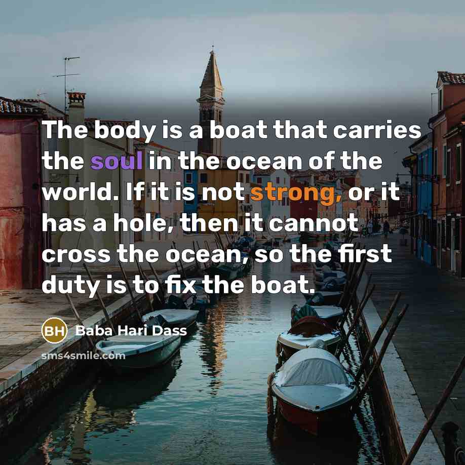 “The body is a boat that carries the soul in…” quote by Baba Hari Dass