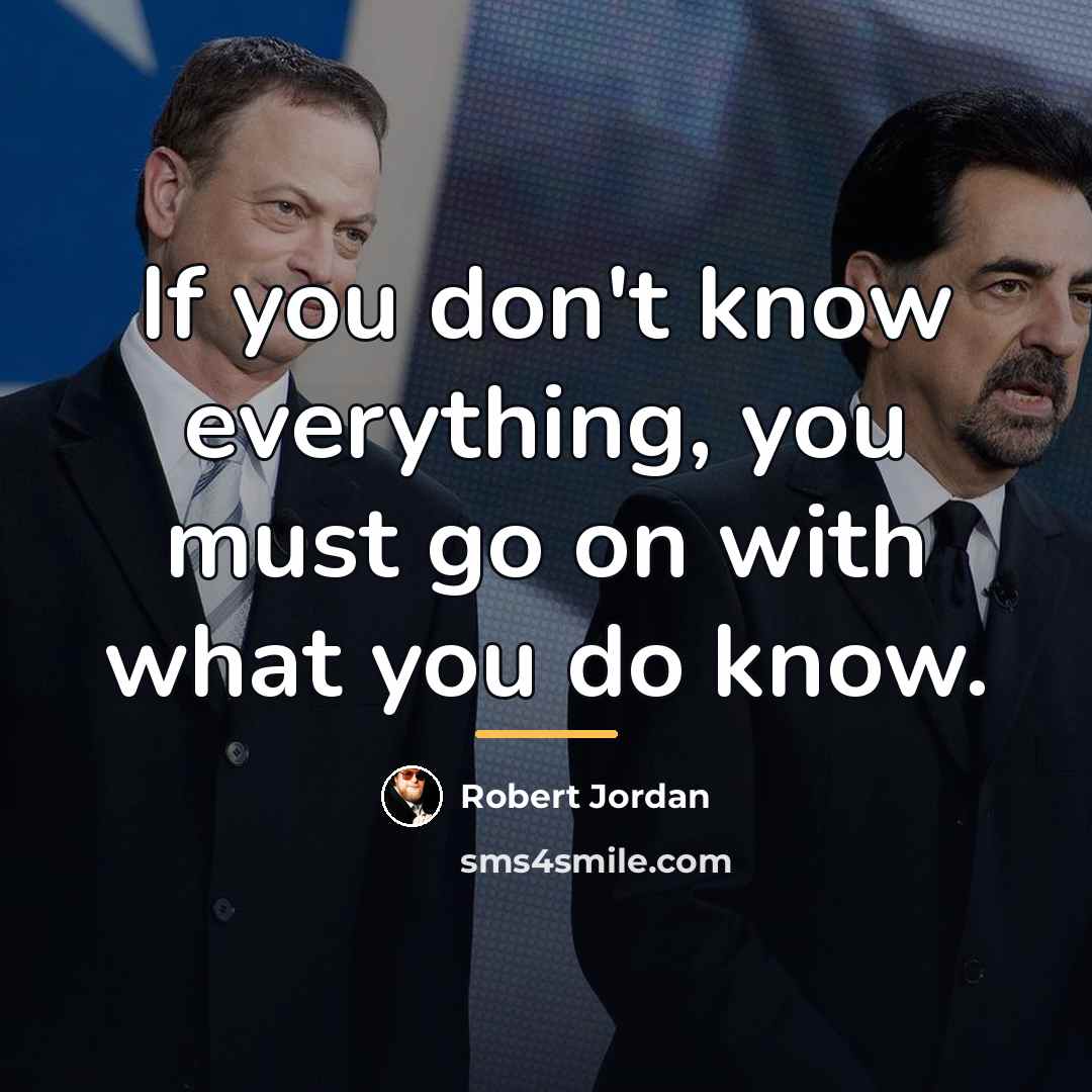 “If you don't know everything, you must go on with…” quote by Robert Jordan