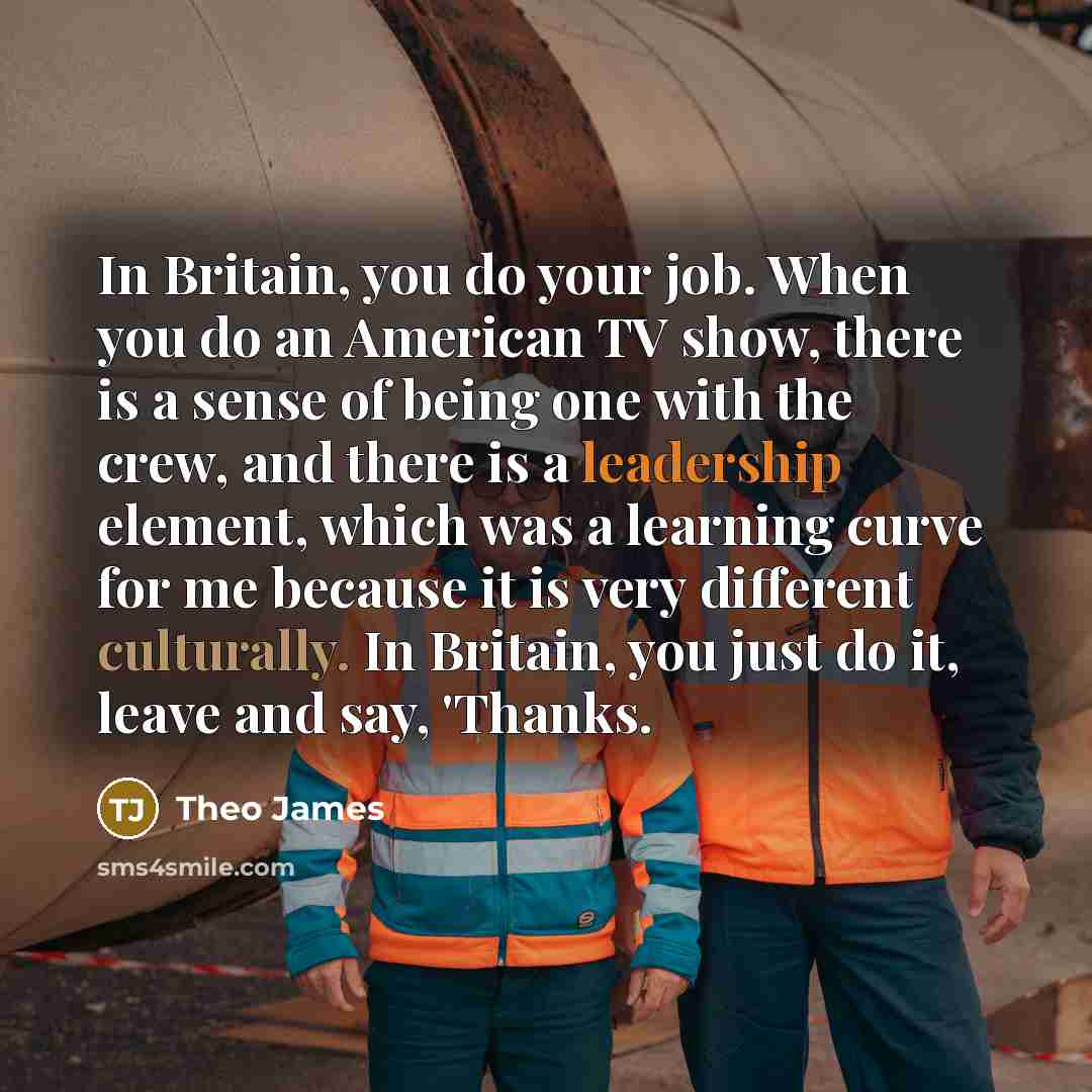 “In Britain, you do your job. When you do an…” quote by Theo James