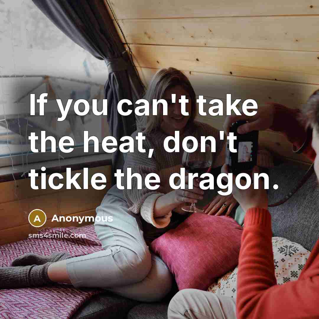 “If you can't take the heat, don't tickle the dragon.” quote by Anonymous