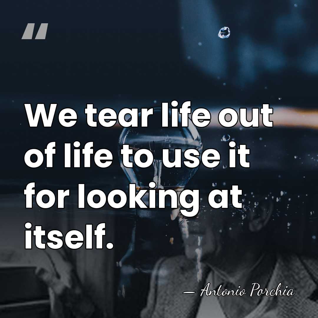 We tear life out of life to use it for looking at&hellip; - Antonio Porchia