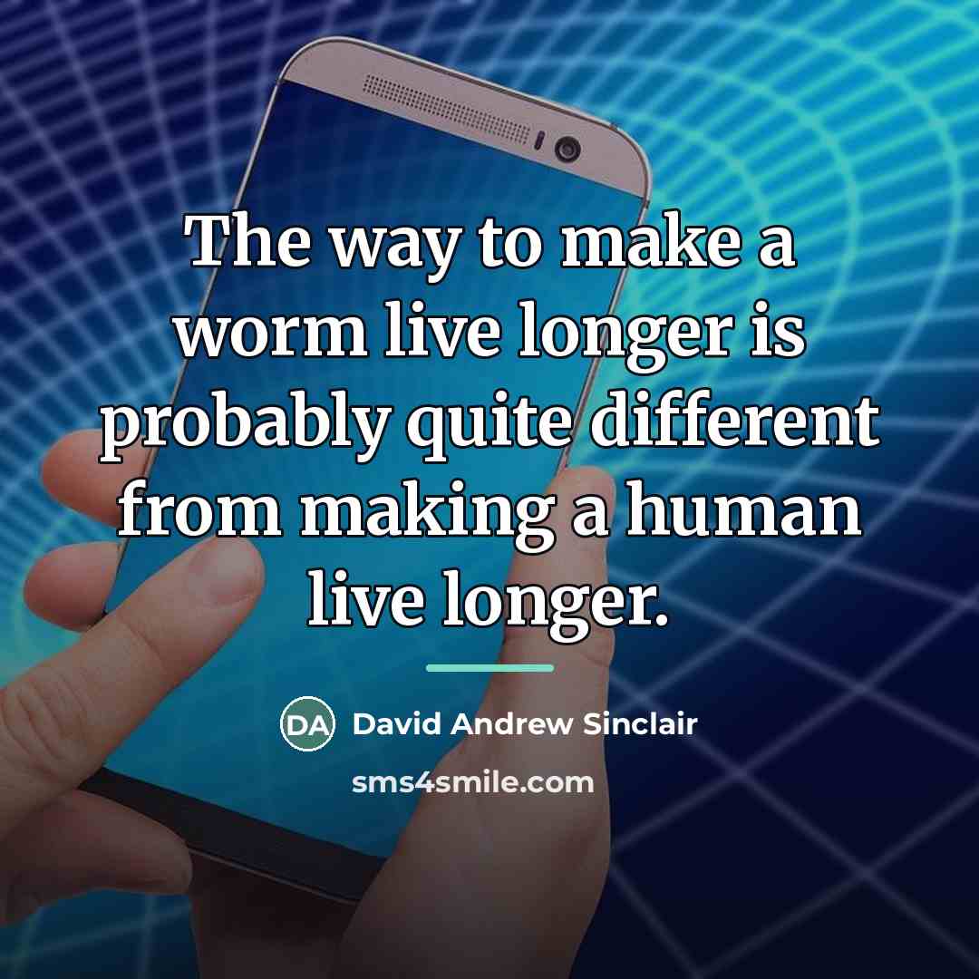 “The way to make a worm live longer is probably…” quote by David Andrew Sinclair
