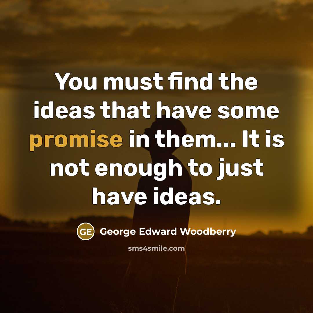“You must find the ideas that have some promise in…” quote by George Edward Woodberry