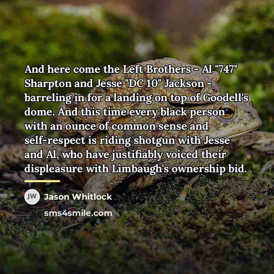 “And here come the Left Brothers - Al "747" Sharpton…” quote by Jason Whitlock