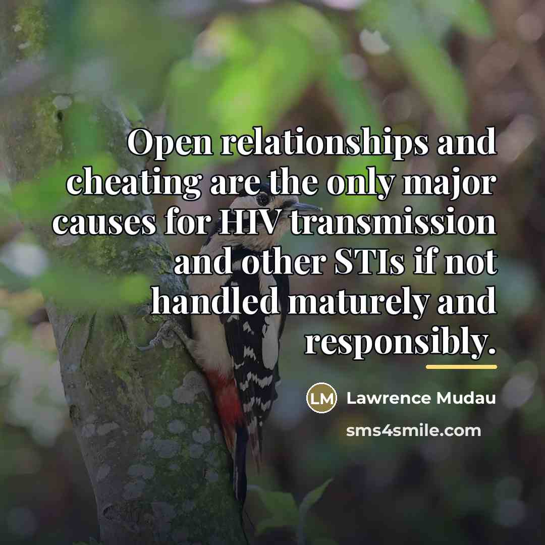 “Open relationships and cheating are the only major causes for…” quote by Lawrence Mudau