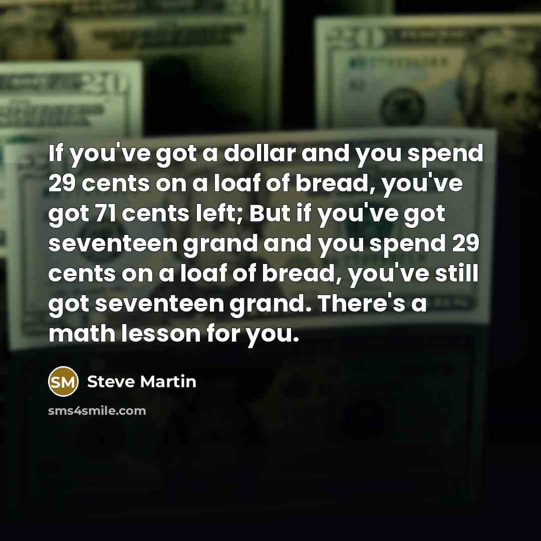 “If you've got a dollar and you spend 29 cents…” quote by Steve Martin