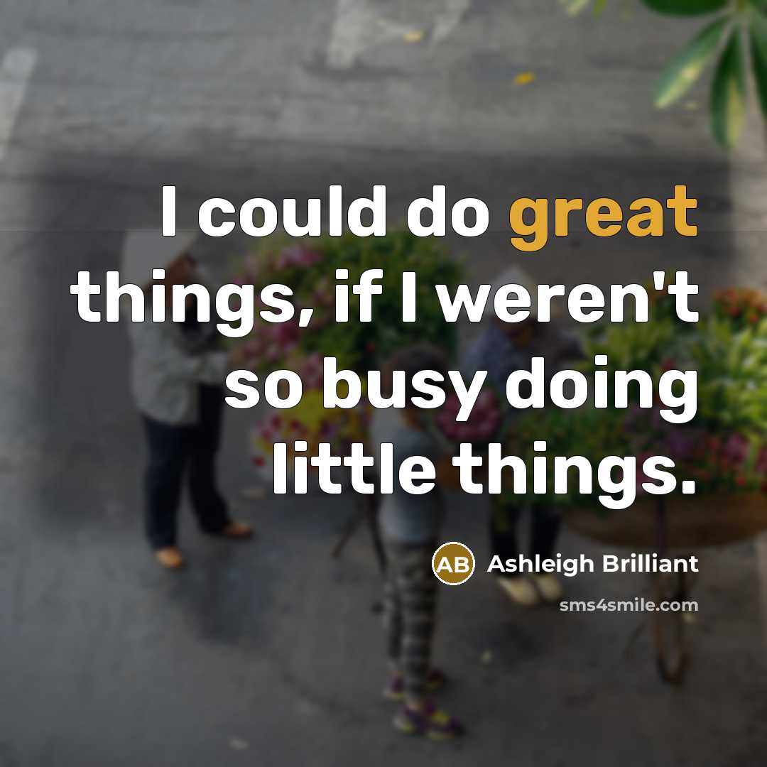 “I could do great things, if I weren't so busy…” quote by Ashleigh Brilliant