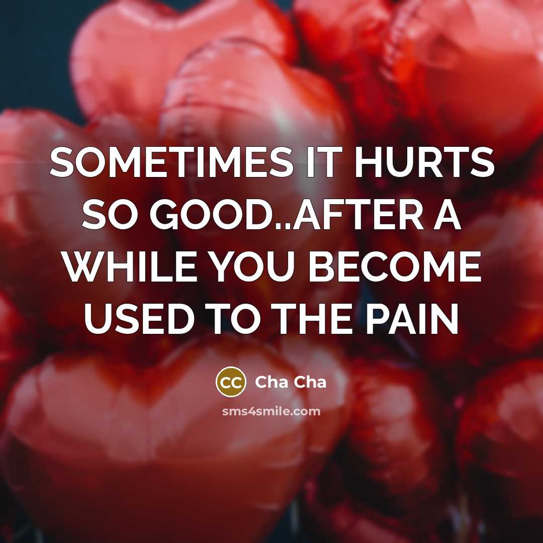“SOMETIMES IT HURTS SO GOOD..AFTER A WHILE YOU BECOME USED TO THE PAIN” quote by Cha Cha