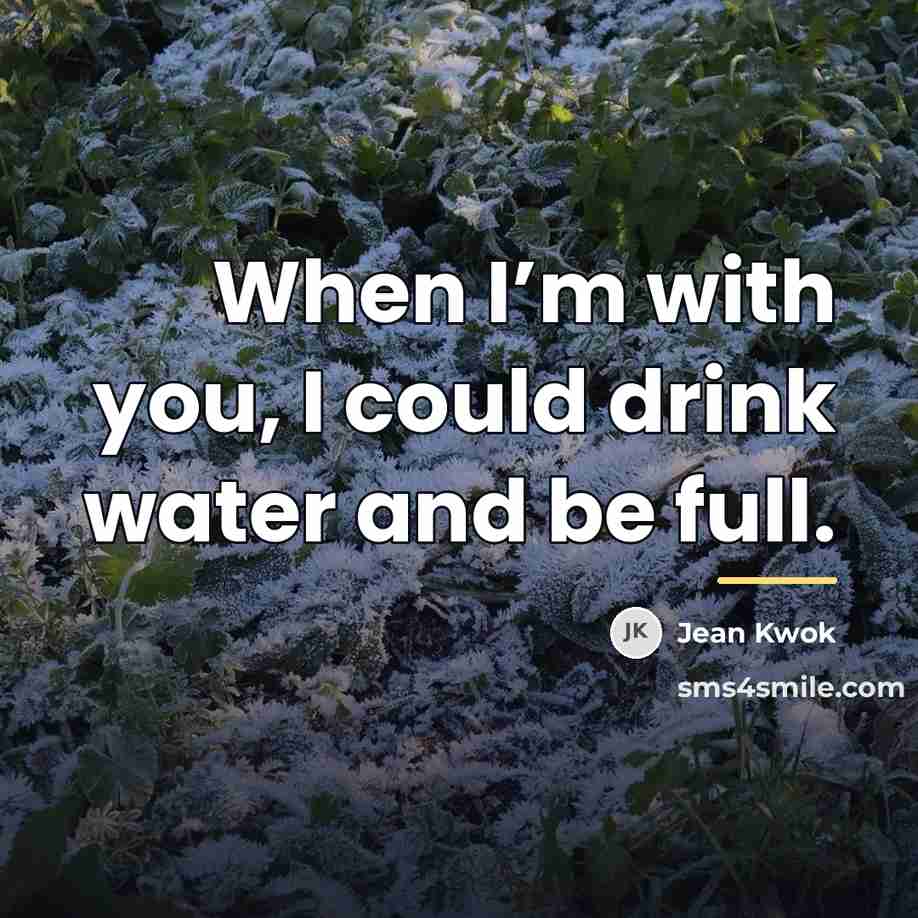 “When I’m with you, I could drink water and be…” quote by Jean Kwok