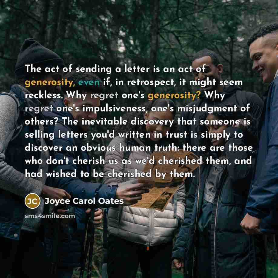 “The act of sending a letter is an act of…” quote by Joyce Carol Oates