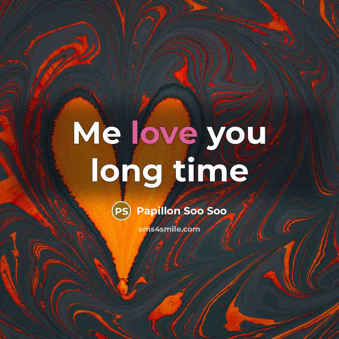 “Me love you long time” quote by Papillon Soo Soo