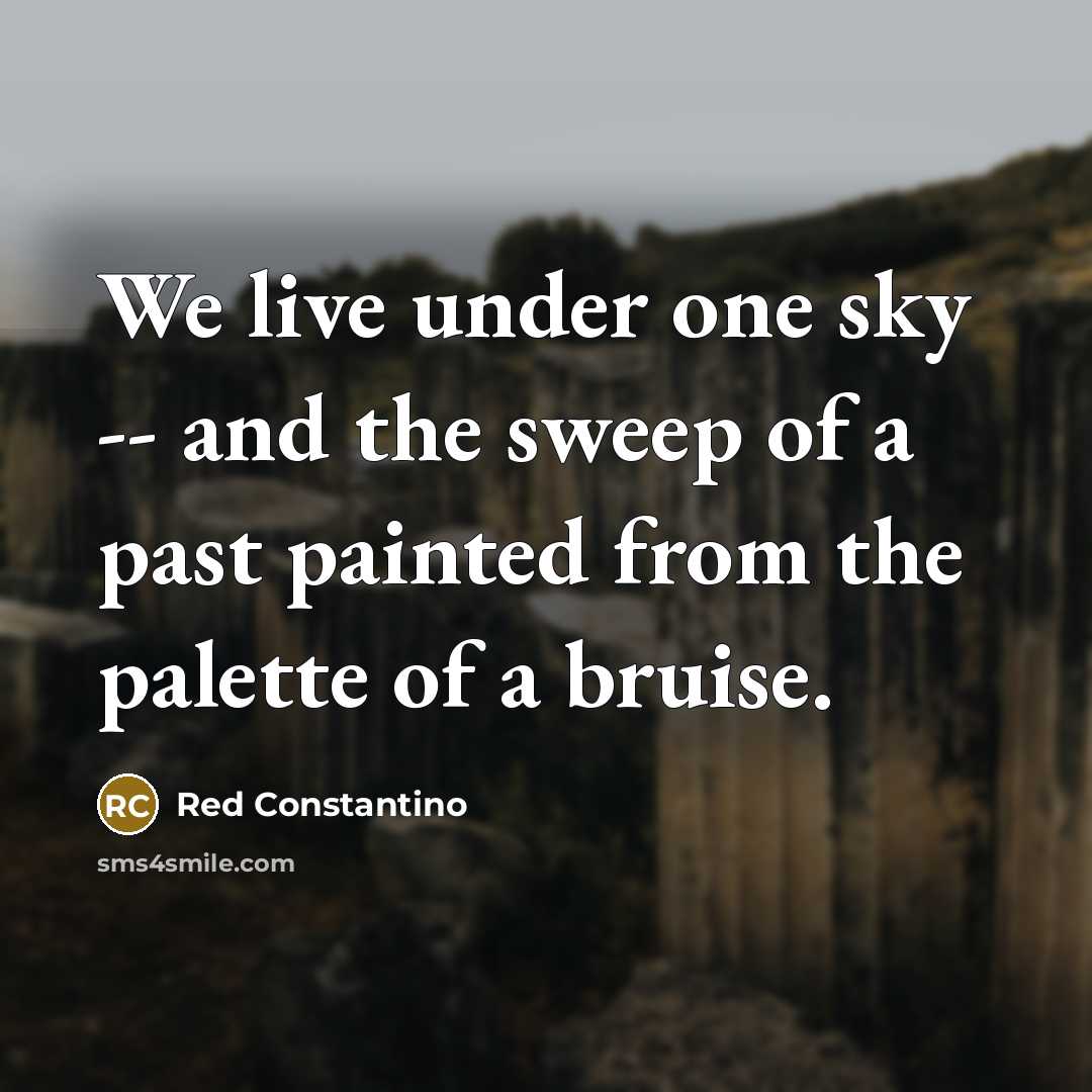 “We live under one sky -- and the sweep of a past painted from the palette of a bruise.” quote by Red Constantino