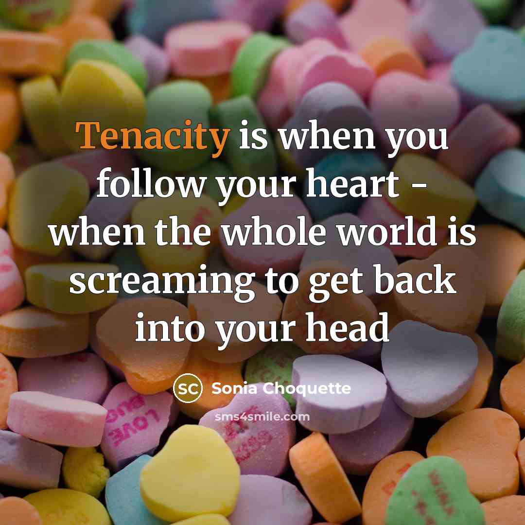 “Tenacity is when you follow your heart - when the…” quote by Sonia Choquette